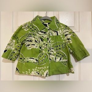LIKE NEW Baby Gap Green Floral Jacket. Size 4